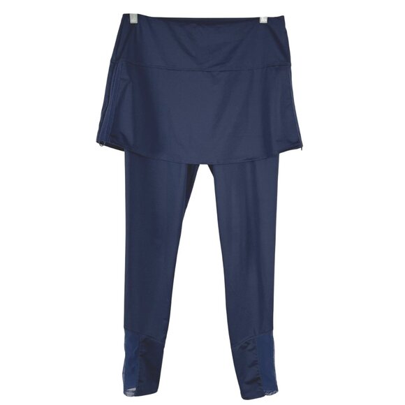 Lucky In Love Skirted Leggings Medium Blue Solid Mesh Athletic Stretch PT-2505 - Picture 1 of 9